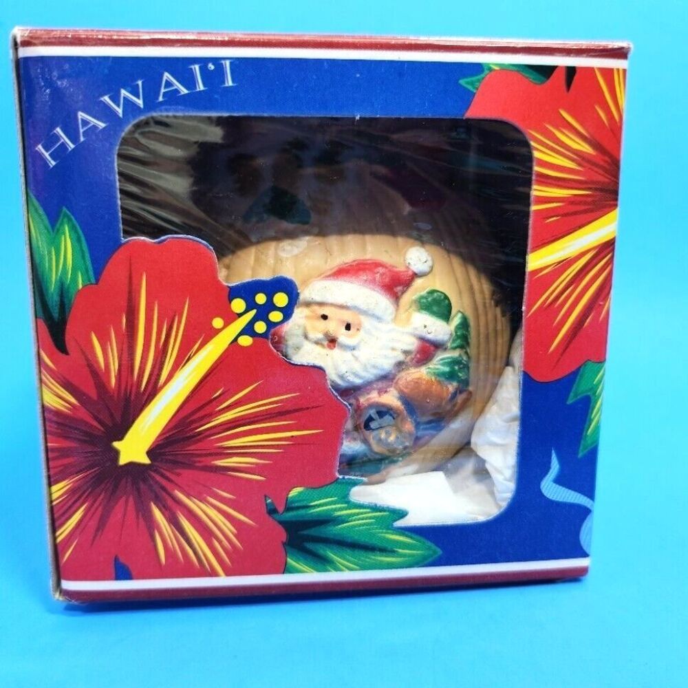 Vintage Hilo Hattie Hawaii Santa Claus Christmas Ornament 1997 & Box